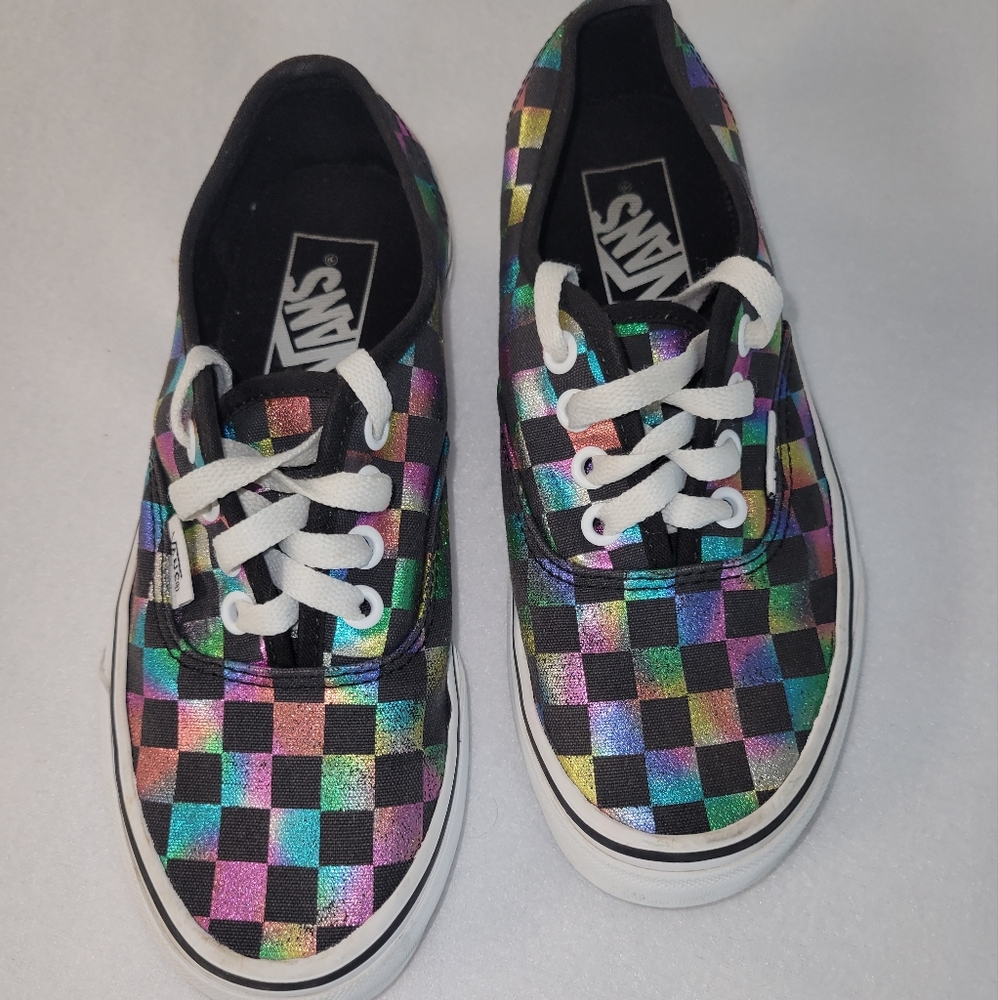 VANS Authentic Iridescent Checker Sneakers Unisex Women's 5.5 Men 4